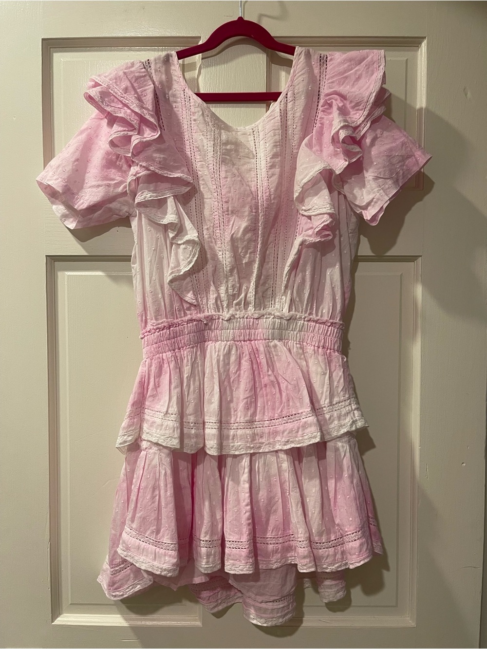 LSF Natasha Pink and White Ruffle Tiered Dress
